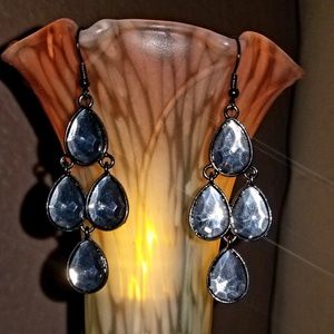 Bejeweled Black & Clear Elegant Drop Earrings